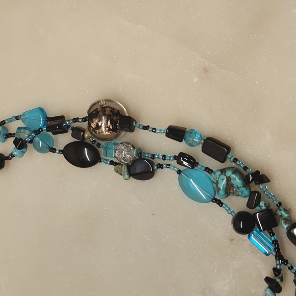 BOGO! Turquoise Colorful 3 Strand Beaded Necklace - Picture 4 of 8